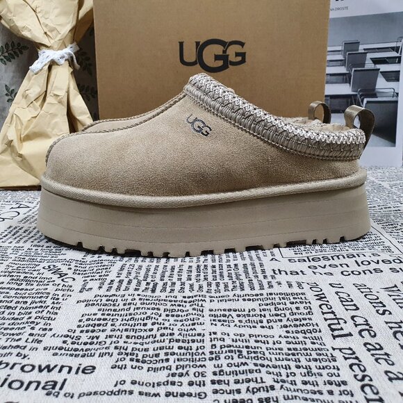 UGG Tazz Mustard Seed Suede Platform Clog - Picture 1 of 7
